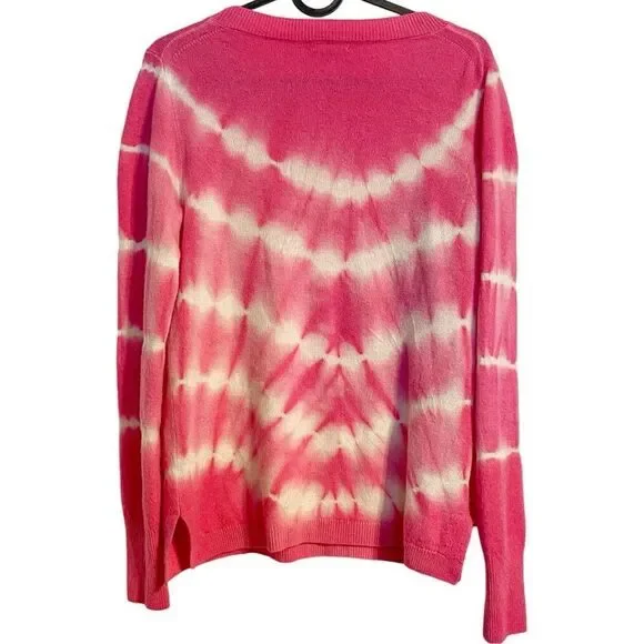 J Crew Cashmere Crew Neck Sweater Tie Dye Pink - Picture 4 of 7